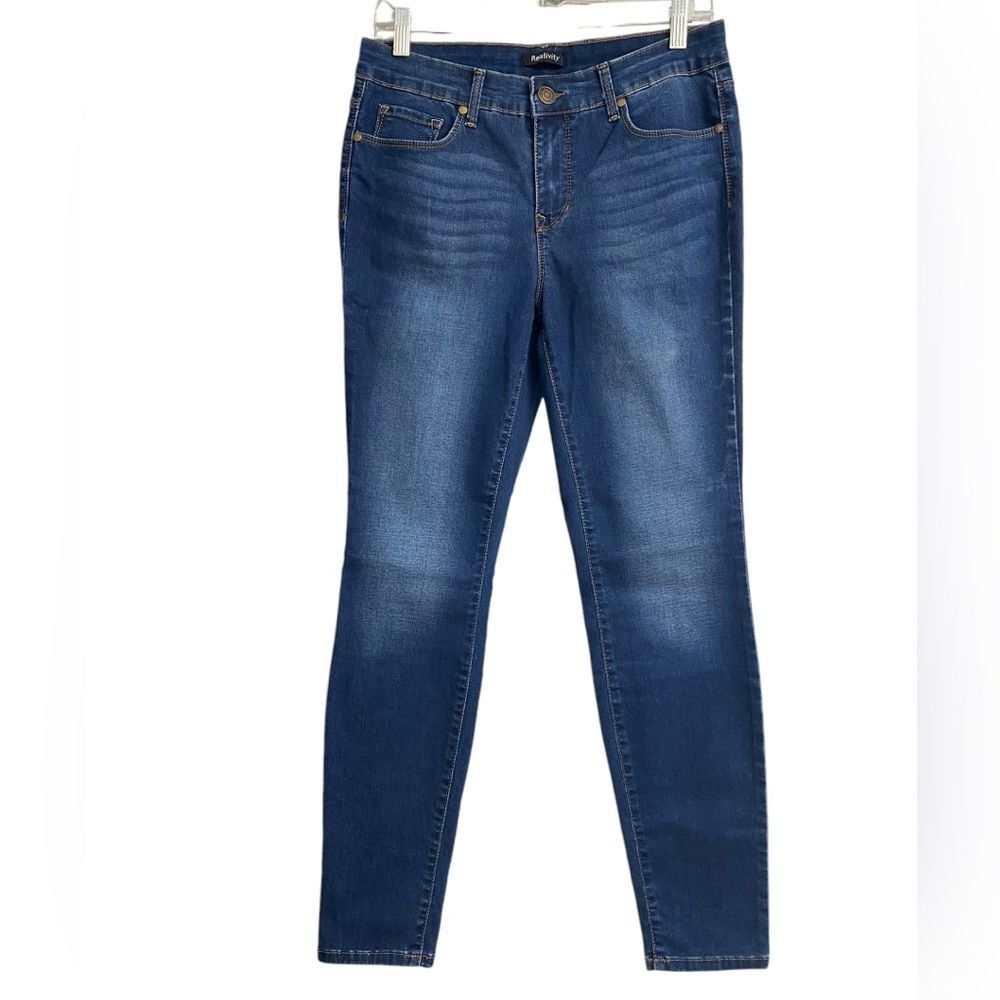 Relativity Women's Skinny Jeans Size 10 Medium Wash Fading Whiskering Casual